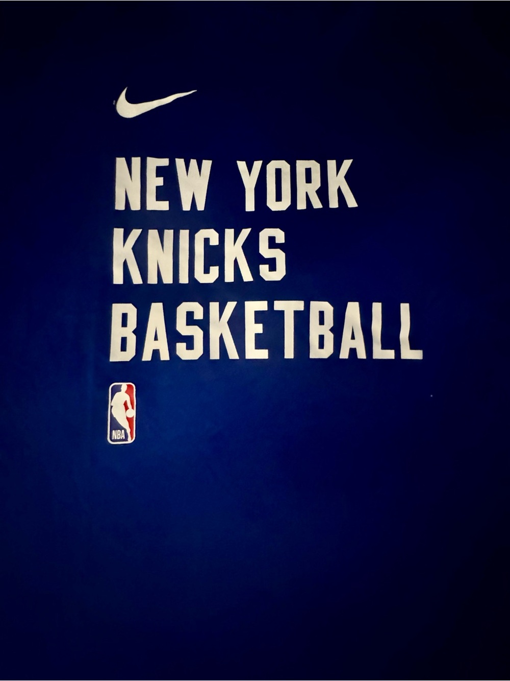 Nike New York Knicks Team Issue Pregame Warmup L/S Shirt (Blue) Mens Size XL - Picture 9 of 10